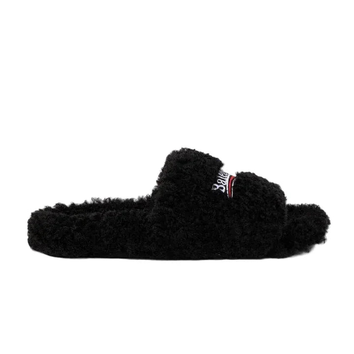 Balenciaga Furry Slide Black Trillo DXB