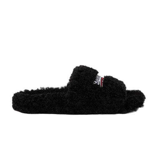 Balenciaga Furry Slide Black Trillo DXB
