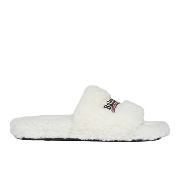 Balenciaga Furry Slide White Trillo DXB